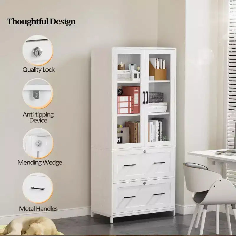 Cassettiere Karl Home con 2 cassetti, in MDF (pannello di fibra a media densità) bianco, larghezza 75 cm