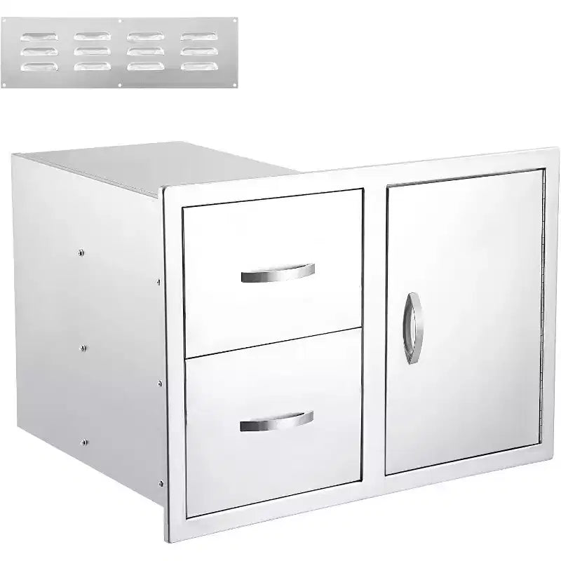 Acekool 33 Mobile per Cucina Esterna - Cassettiera Combinata in Acciaio Inox con Porta Rotolo di Carta per Postazioni Barbecue