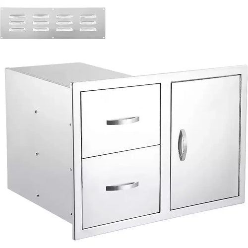 Acekool 33 Mobile per Cucina Esterna - Cassettiera Combinata in Acciaio Inox con Porta Rotolo di Carta per Postazioni Barbecue