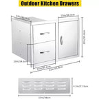 Acekool 33 Mobile per Cucina Esterna - Cassettiera Combinata in Acciaio Inox con Porta Rotolo di Carta per Postazioni Barbecue