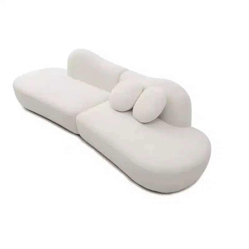 Divano Modulare Curvo Moderno a 3 Posti, Divano a Mezzaluna Rivestito in Bouclé con Schienale a Farfalla e 2 Cuscini per Soggiorno o Camera da Letto