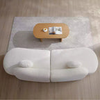 Divano Modulare Curvo Moderno a 3 Posti, Divano a Mezzaluna Rivestito in Bouclé con Schienale a Farfalla e 2 Cuscini per Soggiorno o Camera da Letto