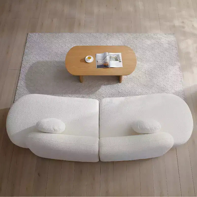 Divano Modulare Curvo Moderno a 3 Posti, Divano a Mezzaluna Rivestito in Bouclé con Schienale a Farfalla e 2 Cuscini per Soggiorno o Camera da Letto