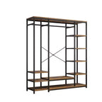 Armadio Aperto Karl con Pannello di Truciolato Marrone Vintage e Struttura in Ferro Nero 150x40x180 cm