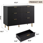 Coolmee Cassettiera a 6 cassetti per camera da letto, Comò moderno scanalato con cassetti profondi, Cassettiera doppia lunga e grande Porta TV per soggiorno, corridoio