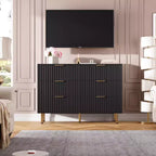 Coolmee Cassettiera a 6 cassetti per camera da letto, Comò moderno scanalato con cassetti profondi, Cassettiera doppia lunga e grande Porta TV per soggiorno, corridoio