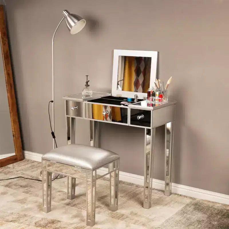 Scrittoio con armadio e piano in vetro Karl Home