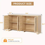 Mobile credenza buffet a 4 ante, mobile contenitore in rattan naturale, credenza boho per ingresso, stazione caffè per sala da pranzo