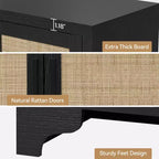 Mobile credenza buffet a 4 ante, mobile contenitore in rattan naturale, credenza boho per ingresso, stazione caffè per sala da pranzo