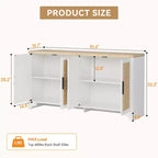 Mobile credenza buffet a 4 ante, mobile contenitore in rattan naturale, credenza boho per ingresso, stazione caffè per sala da pranzo