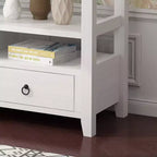Tavolo da ingresso bianco a 4 strati, 3 cassetti e 3 scomparti in truciolare, 146,8 x 35,6 x 76,2 cm
