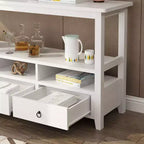 Tavolo da ingresso bianco a 4 strati, 3 cassetti e 3 scomparti in truciolare, 146,8 x 35,6 x 76,2 cm