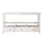 Tavolo da ingresso bianco a 4 strati, 3 cassetti e 3 scomparti in truciolare, 146,8 x 35,6 x 76,2 cm