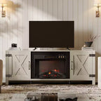 Mobile TV Bestier da 63" con caminetto per TV fino a 70", mobile da soggiorno con caminetto da 23" e ante a cascina in stile rustico