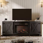 Mobile TV Bestier da 63" con caminetto per TV fino a 70", mobile da soggiorno con caminetto da 23" e ante a cascina in stile rustico