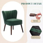 Poltrona Acekool Velvet Accent, moderna poltrona lounge con schienale alto e gambe in legno, trapuntatura verticale per soggiorno e camera da letto