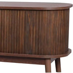 Mobile TV in rattan per TV da 75 pollici, mobile TV in legno con 2 cassetti e gambe in legno massello, legno naturale+marrone