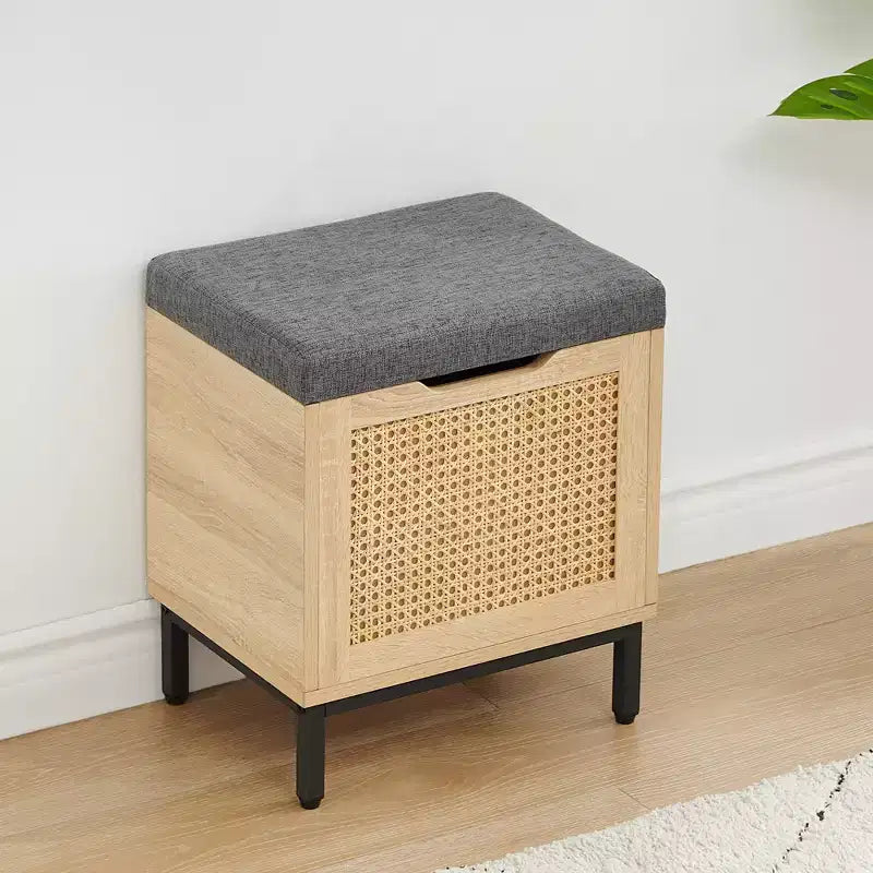 Panca scarpiera, panca da ingresso con contenitore, scarpiera organizer in metallo e legno con cuscino per ingresso, camera da letto, corridoio