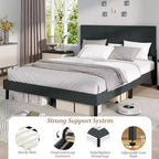 Costway - Struttura letto matrimoniale (Queen Size) in lino imbottita con testiera trapuntata