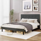 Costway - Struttura letto matrimoniale (Queen Size) in lino imbottita con testiera trapuntata