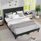 Costway - Struttura letto matrimoniale (Queen Size) in lino imbottita con testiera trapuntata