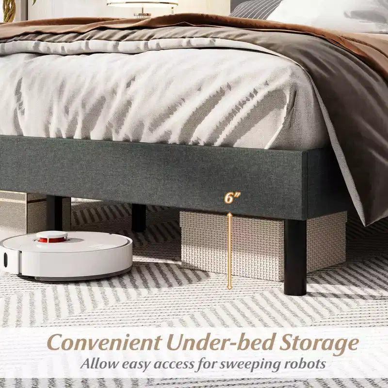 Costway - Struttura letto matrimoniale (Queen Size) in lino imbottita con testiera trapuntata