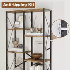 COZONY Scaffale a 5 ripiani, alto 175 cm, con struttura in metallo, portaoggetti rustico con ripiani aperti per camera da letto, soggiorno e ufficio, marrone