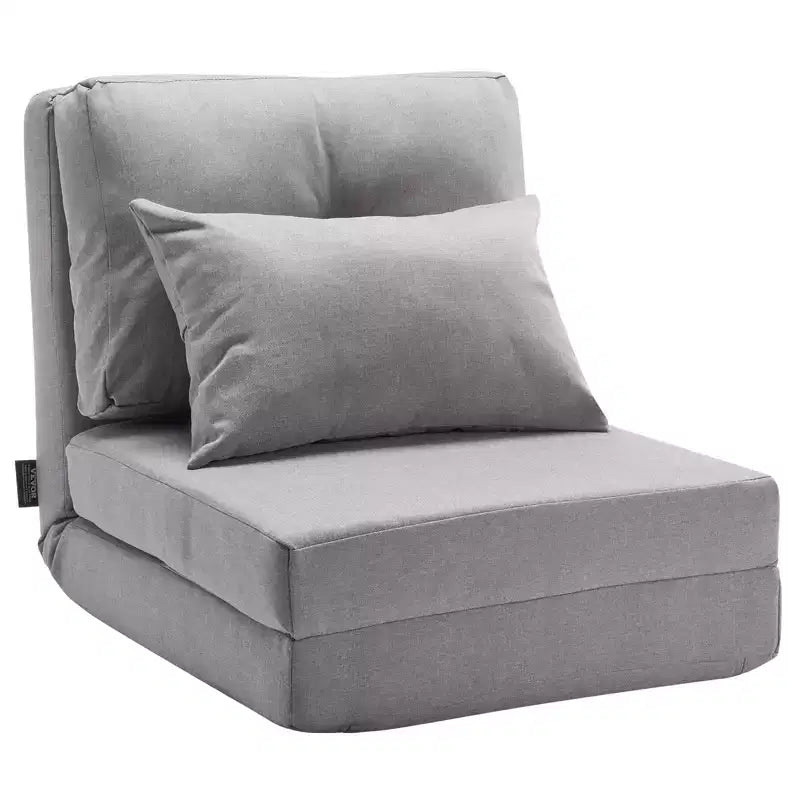 VEVOR Convertible Flip Chair, 5-Position Adjustable Floor Lazy Sofa, Folding Upholstered Couch Bed with Adjustable Backrest Metal Frame, Gray