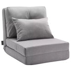 VEVOR Convertible Flip Chair, 5-Position Adjustable Floor Lazy Sofa, Folding Upholstered Couch Bed with Adjustable Backrest Metal Frame, Gray