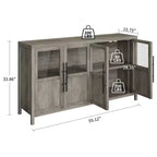 Credenza Modern Farmhouse - Madia con ante in vetro e spazio contenitore per sala da pranzo e soggiorno