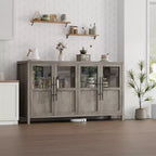 Credenza Modern Farmhouse - Madia con ante in vetro e spazio contenitore per sala da pranzo e soggiorno