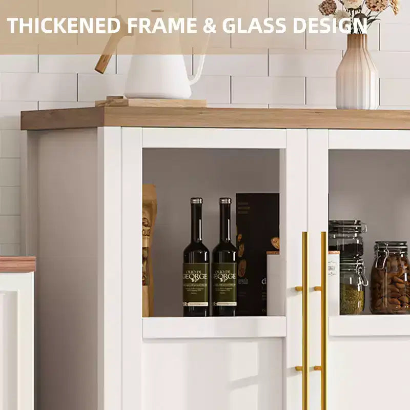 Credenza Modern Farmhouse - Madia con ante in vetro e spazio contenitore per sala da pranzo e soggiorno