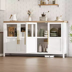 Credenza Modern Farmhouse - Madia con ante in vetro e spazio contenitore per sala da pranzo e soggiorno