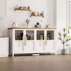 Credenza Modern Farmhouse - Madia con ante in vetro e spazio contenitore per sala da pranzo e soggiorno