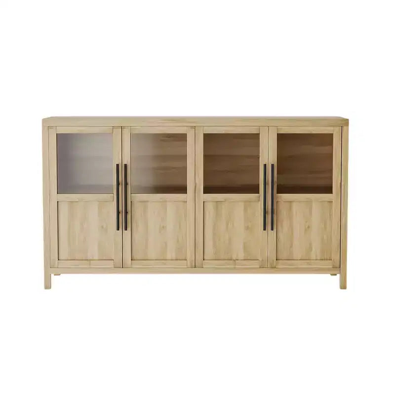 Credenza Modern Farmhouse - Madia con ante in vetro e spazio contenitore per sala da pranzo e soggiorno