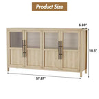 Credenza Modern Farmhouse - Madia con ante in vetro e spazio contenitore per sala da pranzo e soggiorno