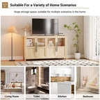Credenza Modern Farmhouse - Madia con ante in vetro e spazio contenitore per sala da pranzo e soggiorno
