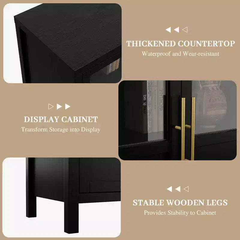 Credenza Modern Farmhouse - Madia con ante in vetro e spazio contenitore per sala da pranzo e soggiorno