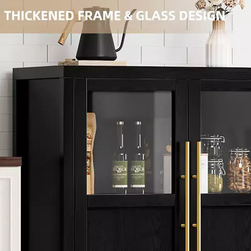 Credenza Modern Farmhouse - Madia con ante in vetro e spazio contenitore per sala da pranzo e soggiorno