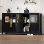 Credenza Modern Farmhouse - Madia con ante in vetro e spazio contenitore per sala da pranzo e soggiorno