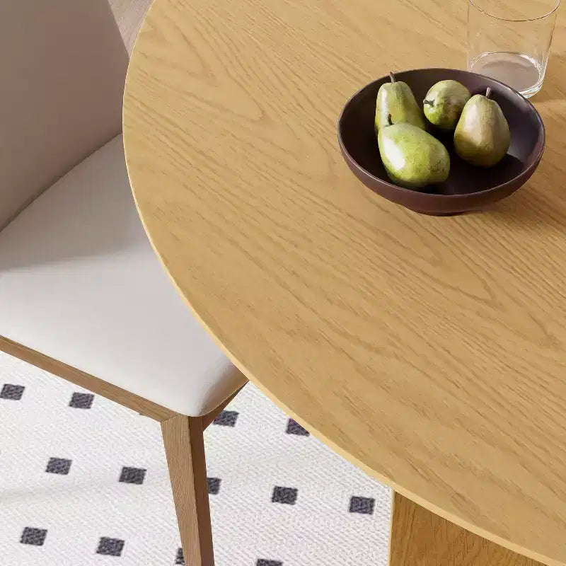 PexFix 59 x 59 Tavolo da Pranzo Rotondo in Legno Massello con Finitura Naturale ed Eleganti Gambe Ad Arco per Sale da Pranzo e Cucine Moderne