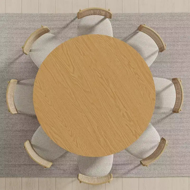 PexFix 59 x 59 Tavolo da Pranzo Rotondo in Legno Massello con Finitura Naturale ed Eleganti Gambe Ad Arco per Sale da Pranzo e Cucine Moderne