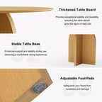 PexFix 59 x 59 Tavolo da Pranzo Rotondo in Legno Massello con Finitura Naturale ed Eleganti Gambe Ad Arco per Sale da Pranzo e Cucine Moderne