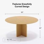 PexFix 59 x 59 Tavolo da Pranzo Rotondo in Legno Massello con Finitura Naturale ed Eleganti Gambe Ad Arco per Sale da Pranzo e Cucine Moderne