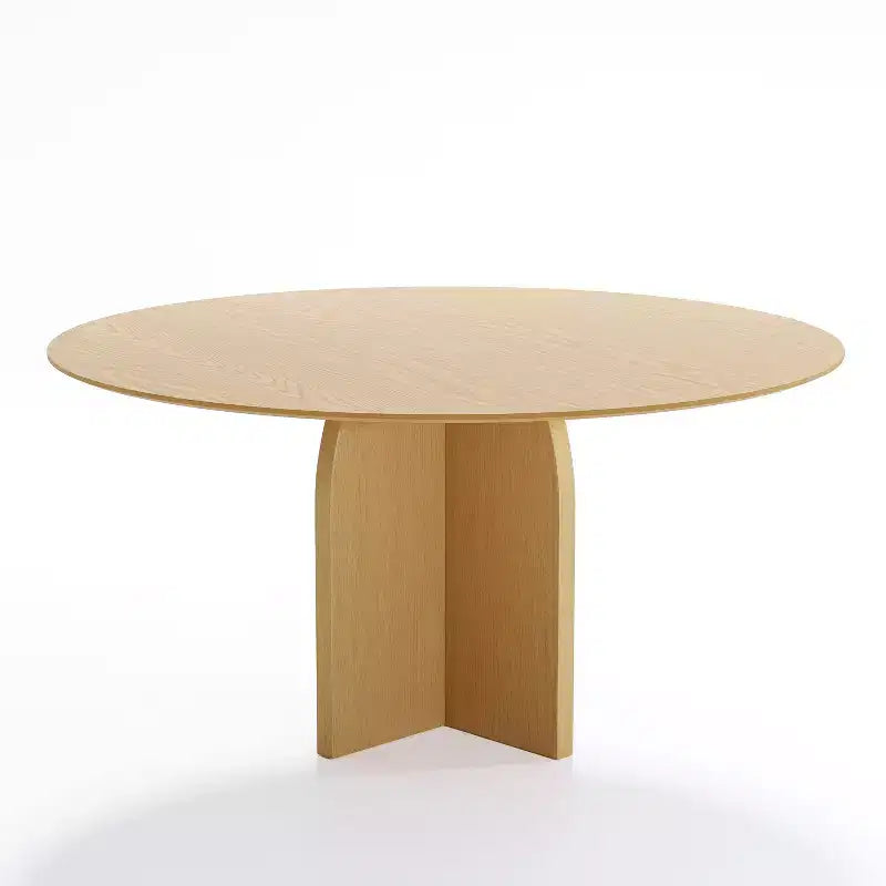 PexFix 59 x 59 Tavolo da Pranzo Rotondo in Legno Massello con Finitura Naturale ed Eleganti Gambe Ad Arco per Sale da Pranzo e Cucine Moderne