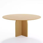 PexFix 59 x 59 Tavolo da Pranzo Rotondo in Legno Massello con Finitura Naturale ed Eleganti Gambe Ad Arco per Sale da Pranzo e Cucine Moderne