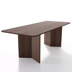 PexFix Tavolo da pranzo in legno massello stile rustico 79 x 33,5 con gambe a V e piano quadrato in legno per sale da pranzo moderne e riunioni di famiglia Noce