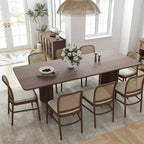 PexFix Tavolo da pranzo in legno massello stile rustico 79 x 33,5 con gambe a V e piano quadrato in legno per sale da pranzo moderne e riunioni di famiglia Noce