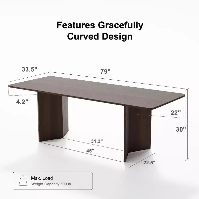 PexFix Tavolo da pranzo in legno massello stile rustico 79 x 33,5 con gambe a V e piano quadrato in legno per sale da pranzo moderne e riunioni di famiglia Noce