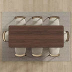 PexFix Tavolo da pranzo in legno massello stile rustico 79 x 33,5 con gambe a V e piano quadrato in legno per sale da pranzo moderne e riunioni di famiglia Noce